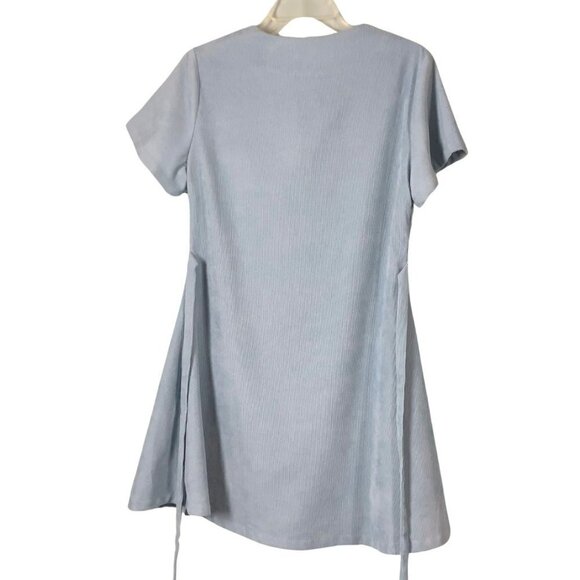 Daisy Street Women's Size 8 Powder Blue Corduroy Tie Waist Button Through Skater - Picture 2 of 9